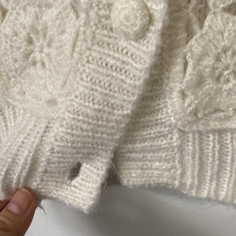 Vintage Here’s a Hug Cream Cable Knit Cardigan button front size Large - Picture 4 of 13